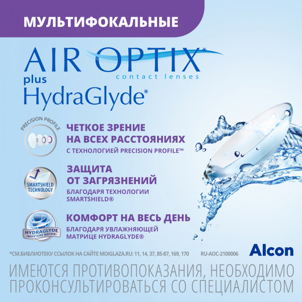 Фото AIR OPTIX plus HydraGlyde Multifocal 3pk
